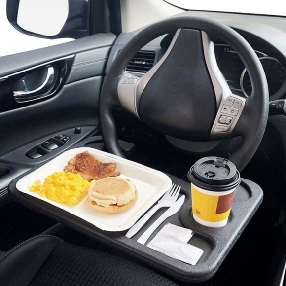 Trading car Eating/Laptop Steering Wheel Desk (Black, 16.5"x11") - Picture 4 of 9